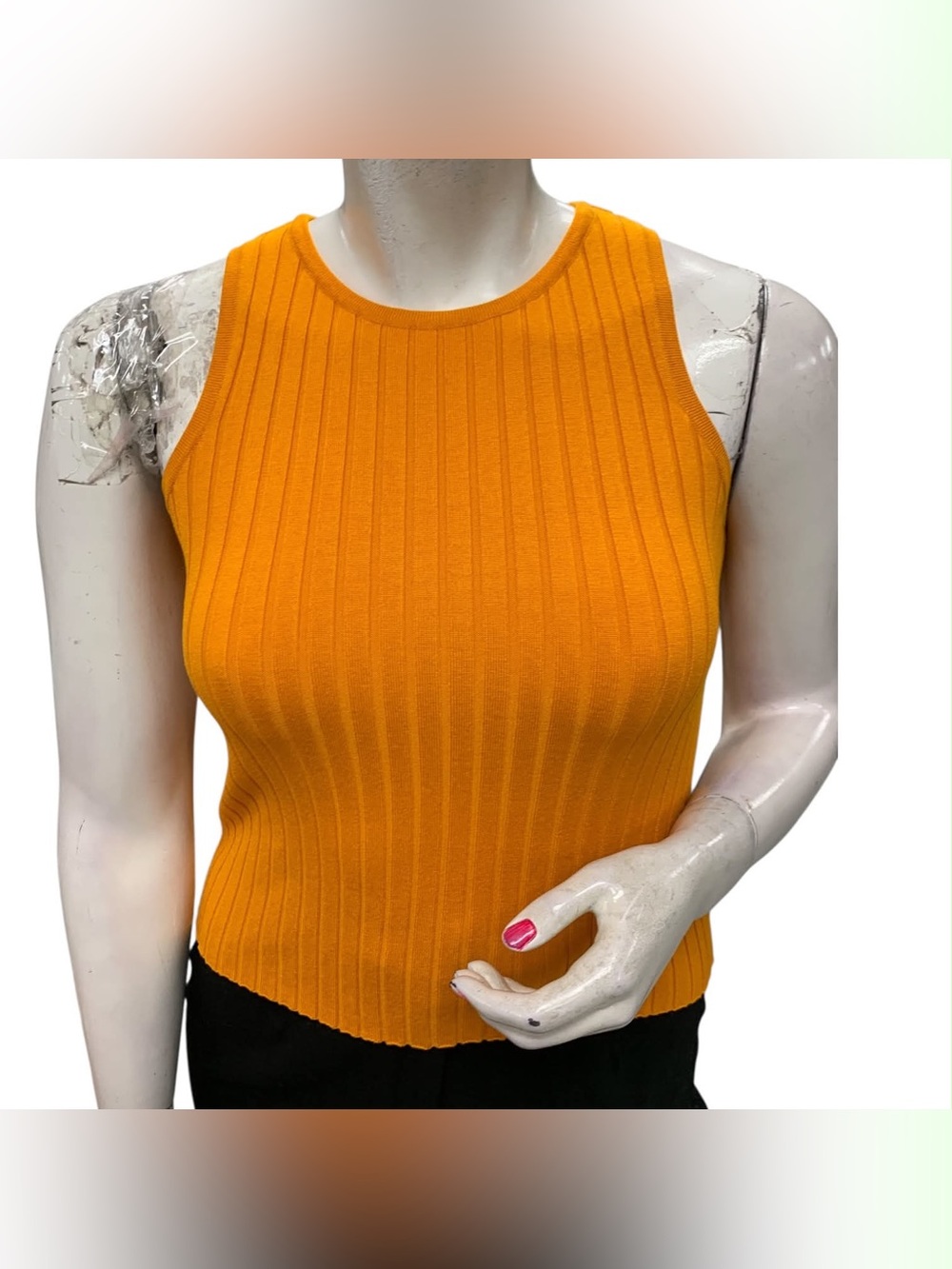 H&M Ribbed Sleeveless Tank - Bright Oranges Size Xl